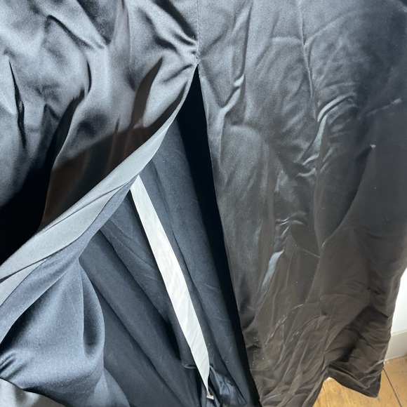 Dessy Group Thread Square Neck Satin A-Line Front Slit Black Maxi Dress NWT Lge - Picture 6 of 12